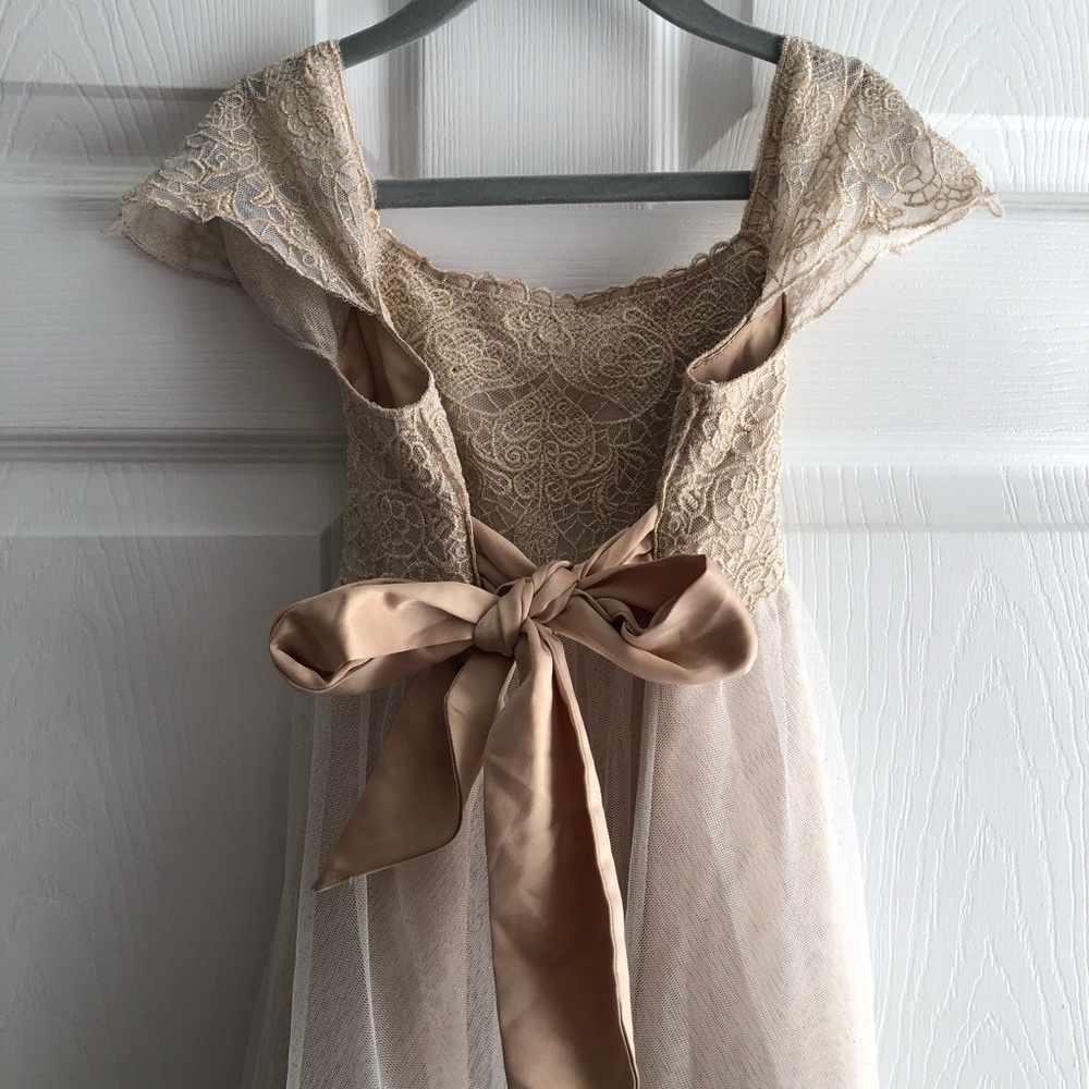 Girls champagne/ gold tulle dress size 7